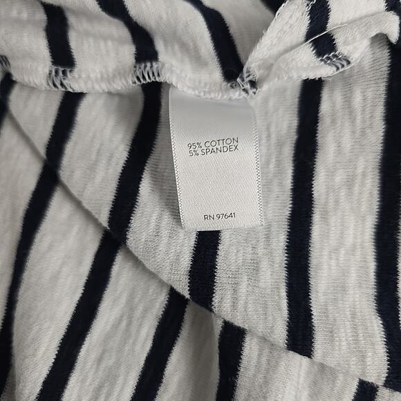 J. Jill Open Front Duster Cardigan Womens 2X Blue White Striped Coastal Sailor - Picture 8 of 11